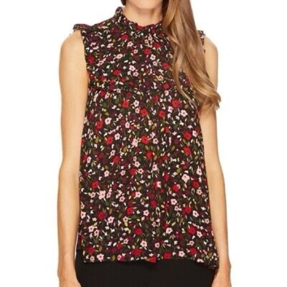 KATE SPADE Boho Floral Ruffle Sleeveless Blouse size small